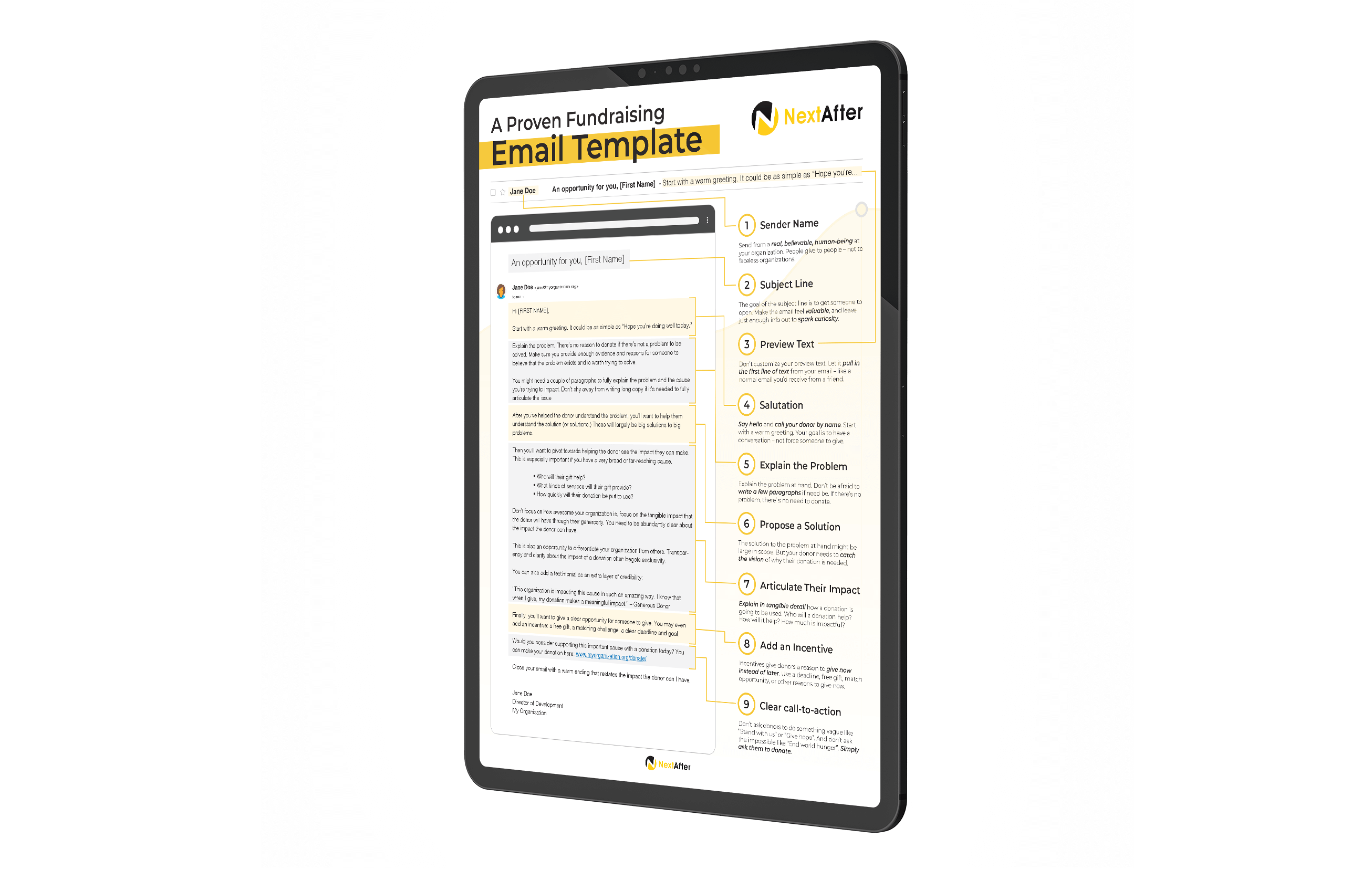 Email Fundraising Template on iPad 
